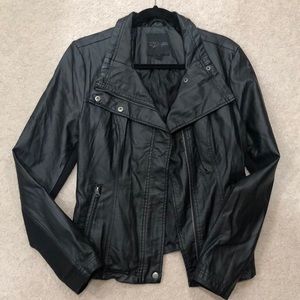 RD Style Black Faux Leather Moto Jacket